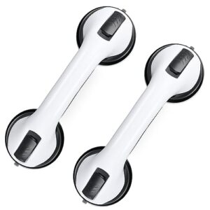 grab bars for bathtubs and showers, 2 pack shower handle 12 inch strong suction shower bar, safety bars for shower chair, bathroom grab bar for senior