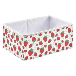 emelivor strawberries rectangle storage bins fabric storage cube large foldable storage baskets cloth box containers for nurseries shelves offices closets home decor,16 x 11inch