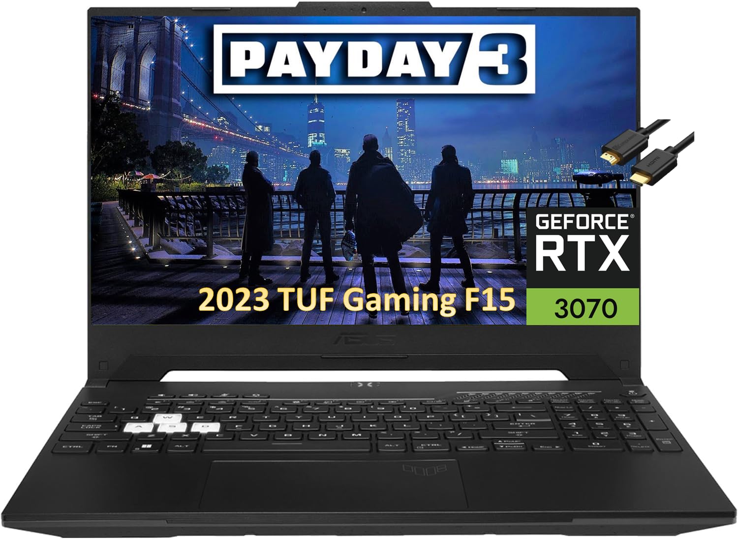 ASUS TUF Dash F15 Gaming Laptop (15.6" 144Hz, Intel 12th Gen i7-12650H, 64GB RAM, 2TB PCle SSD, Geforce RTX 3070 8GB (Beat RTX 4060)), Thunderbolt 4, Backlit KB, IST Cable, Win 11 Home - Black