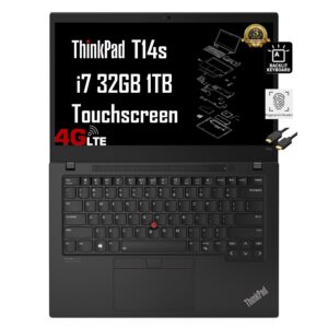 lenovo thinkpad t14s business laptop (intel core i7-1185g7 vpro, 32gb ram, 1tb ssd, 14" fhd touchscreen, 4g lte) 14-hr battery, backlit, fingerprint, fhd webcam, 3-yr wrt, wi-fi 6, win 11 pro, black