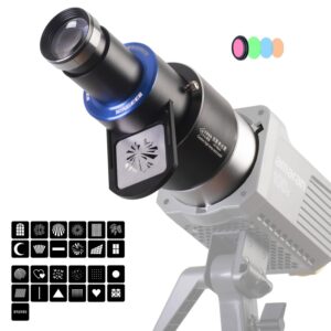 bowens mount projector attachment,spotlight conical optical snoot kit for flash speedlite/monolight portraits,compatible with aputure amaran 60d/xs/100x/d 200d/x,godox sl60,4 color filters,25 gobos