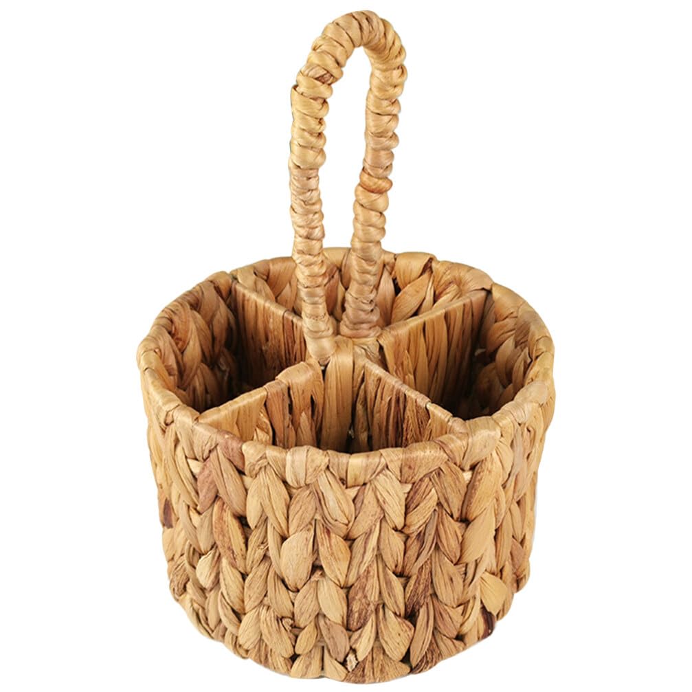 Kichvoe Cutter Woven Baskets Wicker Silverware Fork and Spoon Hand Woven Cutlery Holder Chopsticks Fork Storage Tray Storage Basket Chic Sundry Basket Utensil Drain Rack To Weave Hyacinth