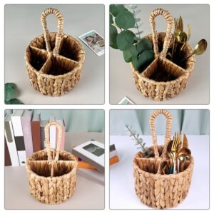 Kichvoe Cutter Woven Baskets Wicker Silverware Fork and Spoon Hand Woven Cutlery Holder Chopsticks Fork Storage Tray Storage Basket Chic Sundry Basket Utensil Drain Rack To Weave Hyacinth