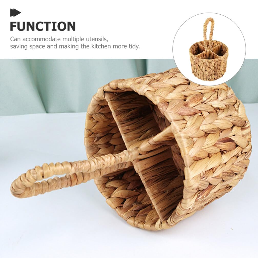 Kichvoe Cutter Woven Baskets Wicker Silverware Fork and Spoon Hand Woven Cutlery Holder Chopsticks Fork Storage Tray Storage Basket Chic Sundry Basket Utensil Drain Rack To Weave Hyacinth