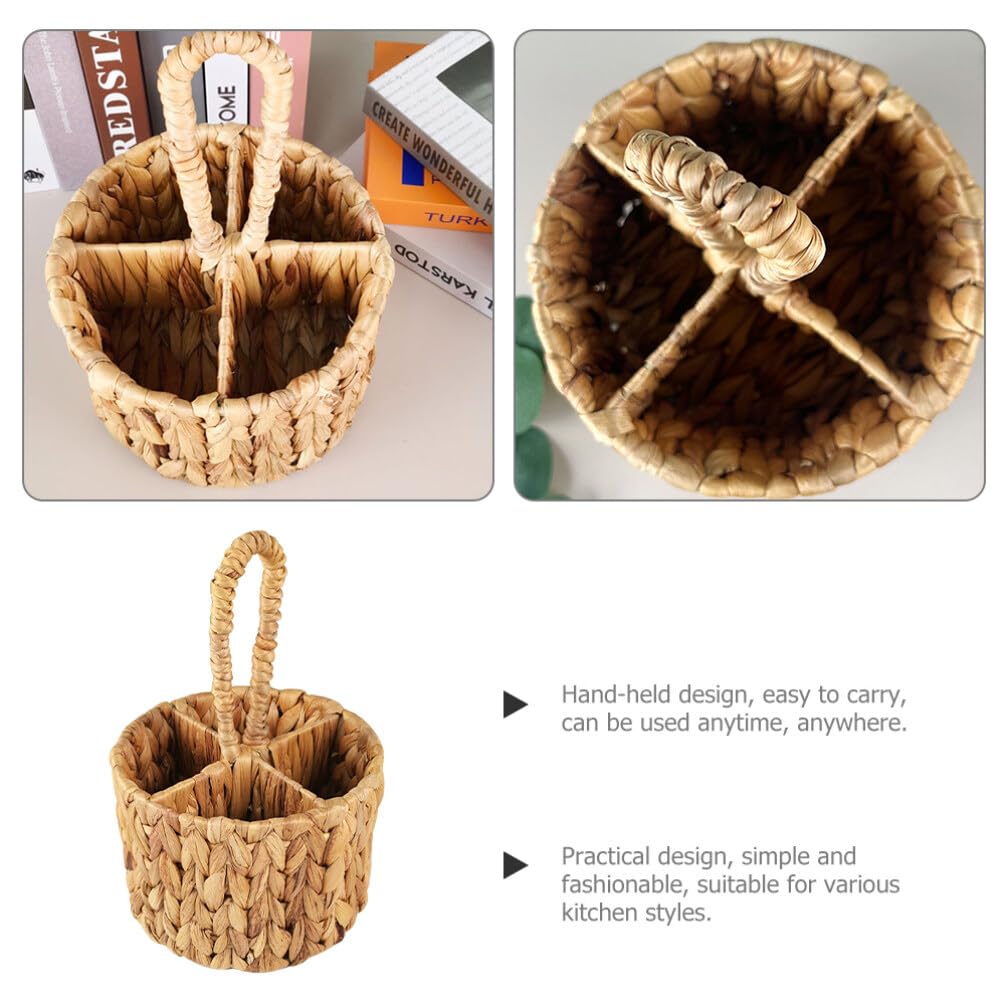 Kichvoe Cutter Woven Baskets Wicker Silverware Fork and Spoon Hand Woven Cutlery Holder Chopsticks Fork Storage Tray Storage Basket Chic Sundry Basket Utensil Drain Rack To Weave Hyacinth