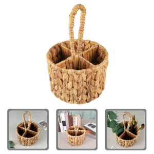 Kichvoe Cutter Woven Baskets Wicker Silverware Fork and Spoon Hand Woven Cutlery Holder Chopsticks Fork Storage Tray Storage Basket Chic Sundry Basket Utensil Drain Rack To Weave Hyacinth