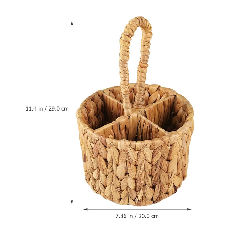 Kichvoe Cutter Woven Baskets Wicker Silverware Fork and Spoon Hand Woven Cutlery Holder Chopsticks Fork Storage Tray Storage Basket Chic Sundry Basket Utensil Drain Rack To Weave Hyacinth