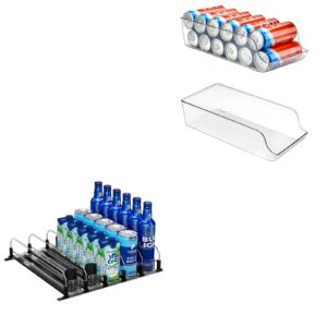 puricon 2 pack skinny can drink dispenser organizer for refrigerator bundle with drink organizer for fridge pusher glide
