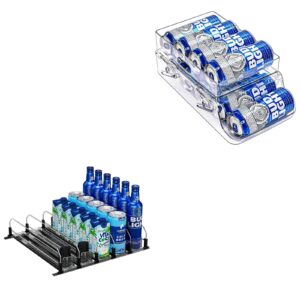 puricon large foldable soda can organizer bundle with drink organizer for fridge pusher glide