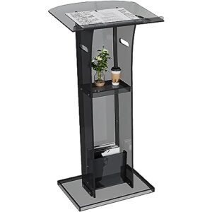 yitahome portable podium-47 inches tall lectern with handle for church, weddings, and conferences with reading surface and storage shelf