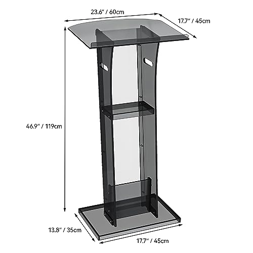 YITAHOME Portable Podium-47 Inches Tall Lectern with Handle for Church, Weddings, and Conferences with Reading Surface and Storage Shelf