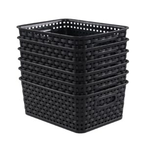 tyminin plastic weave storage baskets, storage bins, 6 packs, black