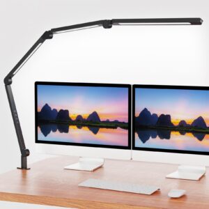 led desk lamp with clip,flexible 4 section 3 light source office desk lamp,4 color temperatures and 5 brightness level desk light,night eye protection task table lamp for home office studio study nail