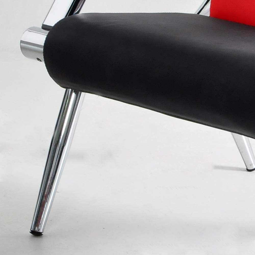 Waiting Room Bench with Armrest 3 Seat Red Black PU Leather Office Furniture Guest Seating Lobby Conference Reception Chair Visitor Guest Sofa for Office Airport Clinic Hospital Bank Salon Barber