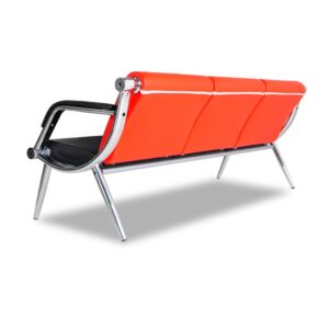 Waiting Room Bench with Armrest 3 Seat Red Black PU Leather Office Furniture Guest Seating Lobby Conference Reception Chair Visitor Guest Sofa for Office Airport Clinic Hospital Bank Salon Barber