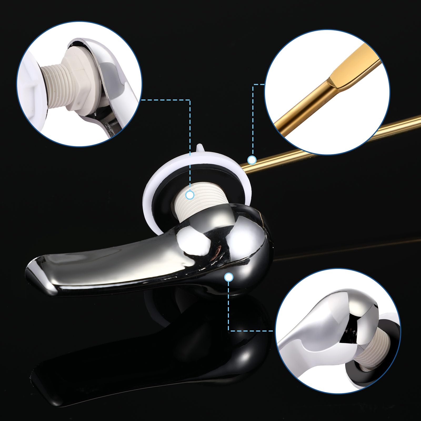Lasnten 12 Pieces Toilet Handle Lever Flush Replacement, Brass Universal Flush Lever Finish Handle for Most Toilets (Front Mount)