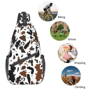 Ujalxwe Cow Print Sling Bag,Crossbody Sling Backpack,Travel Hiking Chest Bag,Daypack For Purses Shoulder Bag Women Men'S