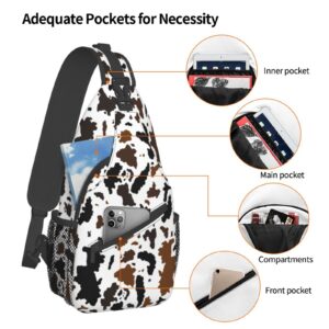 Ujalxwe Cow Print Sling Bag,Crossbody Sling Backpack,Travel Hiking Chest Bag,Daypack For Purses Shoulder Bag Women Men'S