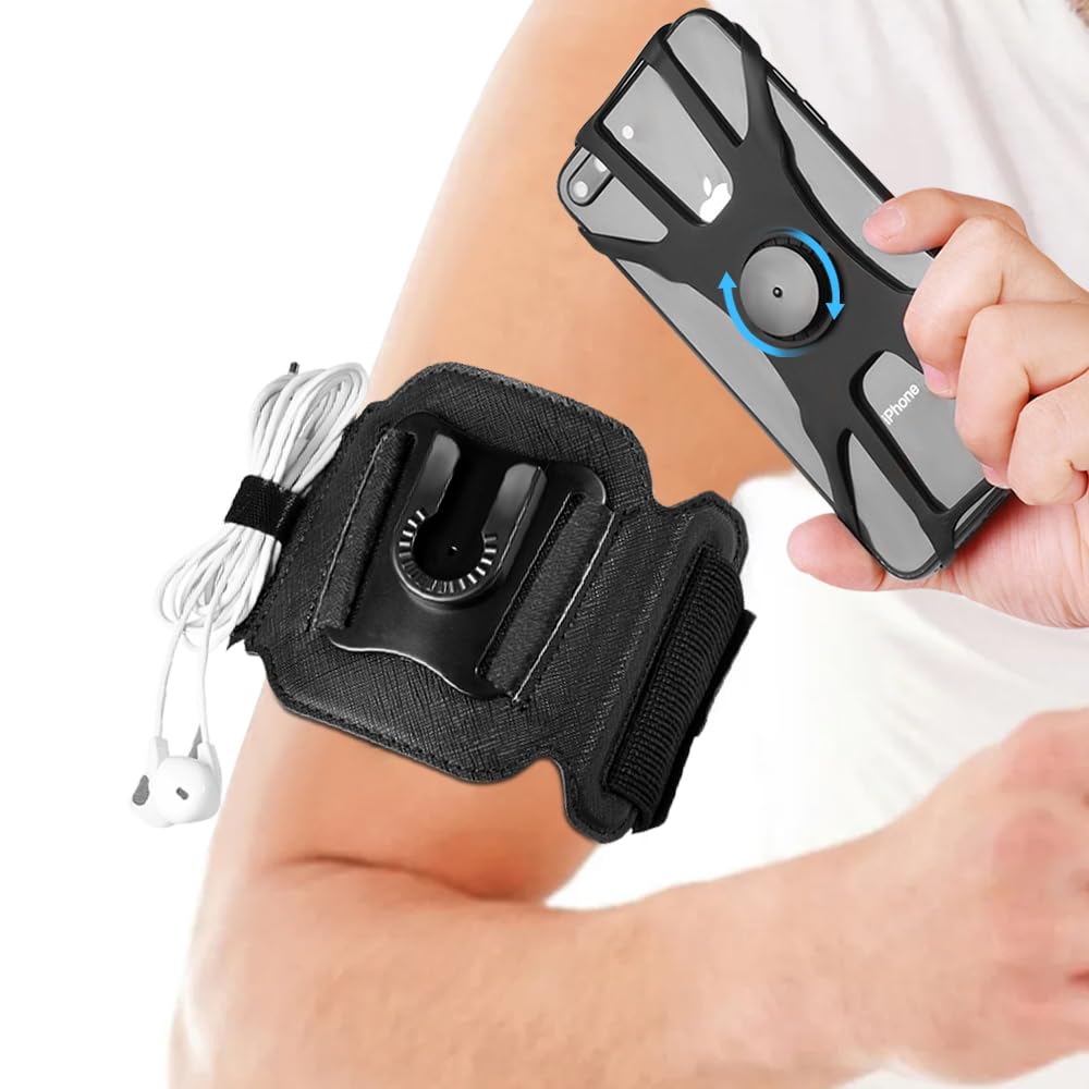 ZC GEL Running Phone Holder, Comfortable & 360° Rotatable Phone Armband (Headphone/Key/Card Holder) Fits All 4.5"-7" Smartphones, Perfect Arm Phone Holder for Running Jogging Walking Cycling Workout