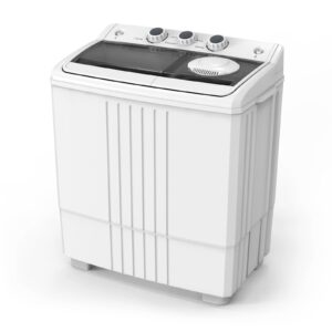 rovsun 21lbs portable washing machine, washer(14lbs) and spinner(7lbs), mini compact twin tub washer and dryer combo with pump draining, great for dorms apartments rv camping (white & black)