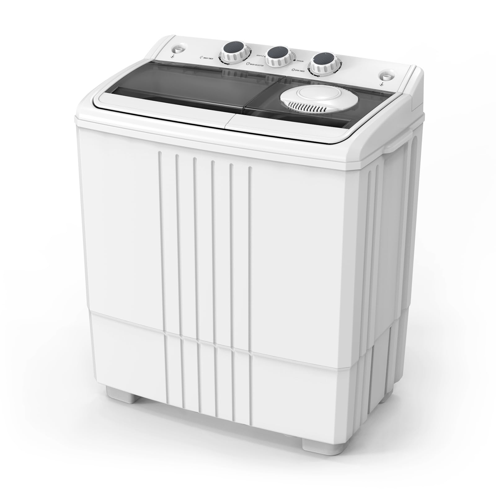 ROVSUN 21LBS Portable Washing Machine, Washer(14LBS) and Spinner(7LBS), Mini Compact Twin Tub Washer and Dryer Combo with Pump Draining, Great for Dorms Apartments RV Camping (White & Black)