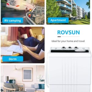 ROVSUN 21LBS Portable Washing Machine, Washer(14LBS) and Spinner(7LBS), Mini Compact Twin Tub Washer and Dryer Combo with Pump Draining, Great for Dorms Apartments RV Camping (White & Black)