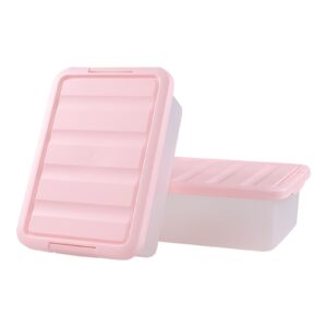 rosebloom 14 quart plastic storage box, latching storage bin with pink lid, 2 packs