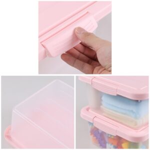 Rosebloom 14 Quart Plastic Storage Box, Latching Storage Bin with Pink Lid, 2 Packs