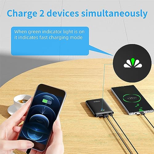 ANOUV Portable Charger - Mini Power Bank 10000mAh, PD 22.5W Fast Charging Small External Battery Pack with PD 3.0 & QC 3.0, USB-C Ultra Slim Portable Phone Charger Competible with iPhone, Sumsang,etc