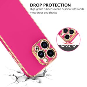 Telaso iPhone 14 Pro Max Case, Hot Pink, Cellular Phone Case with Love Heart Kickstand Holder, Full Protection for Women