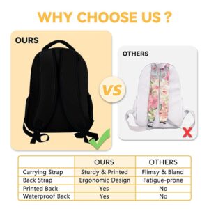 BEOIIBIRD Custom Penguin Backpack for Girls, 16 Inch Black Backpacks for School, Cute Lightweight Bookbag for Kids