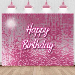 ayayiya pink flash square birthday backdrop shining sequins shimmer panels wall photography background princess girl sweet 16 18th birthday women 21st 30th 40th birthday decorations photo booth 7x5ft