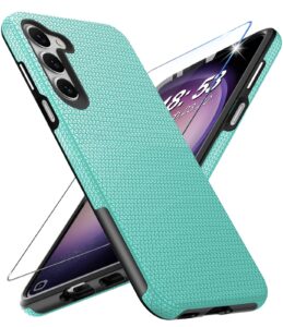 for samsung galaxy s23 case with screen protector, military grade drop proof protection galaxy s23 protective case rugged pc hard & silcone shockproof cover for samsung s23 5g phone case shell (green)