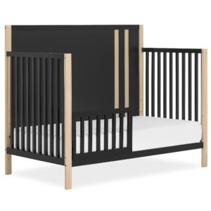 Dream On Me Convertible Crib Toddler Guard Rail in Matte Black Vintage, Converts Cribs to Toddler Beds, Solid Wood Construction