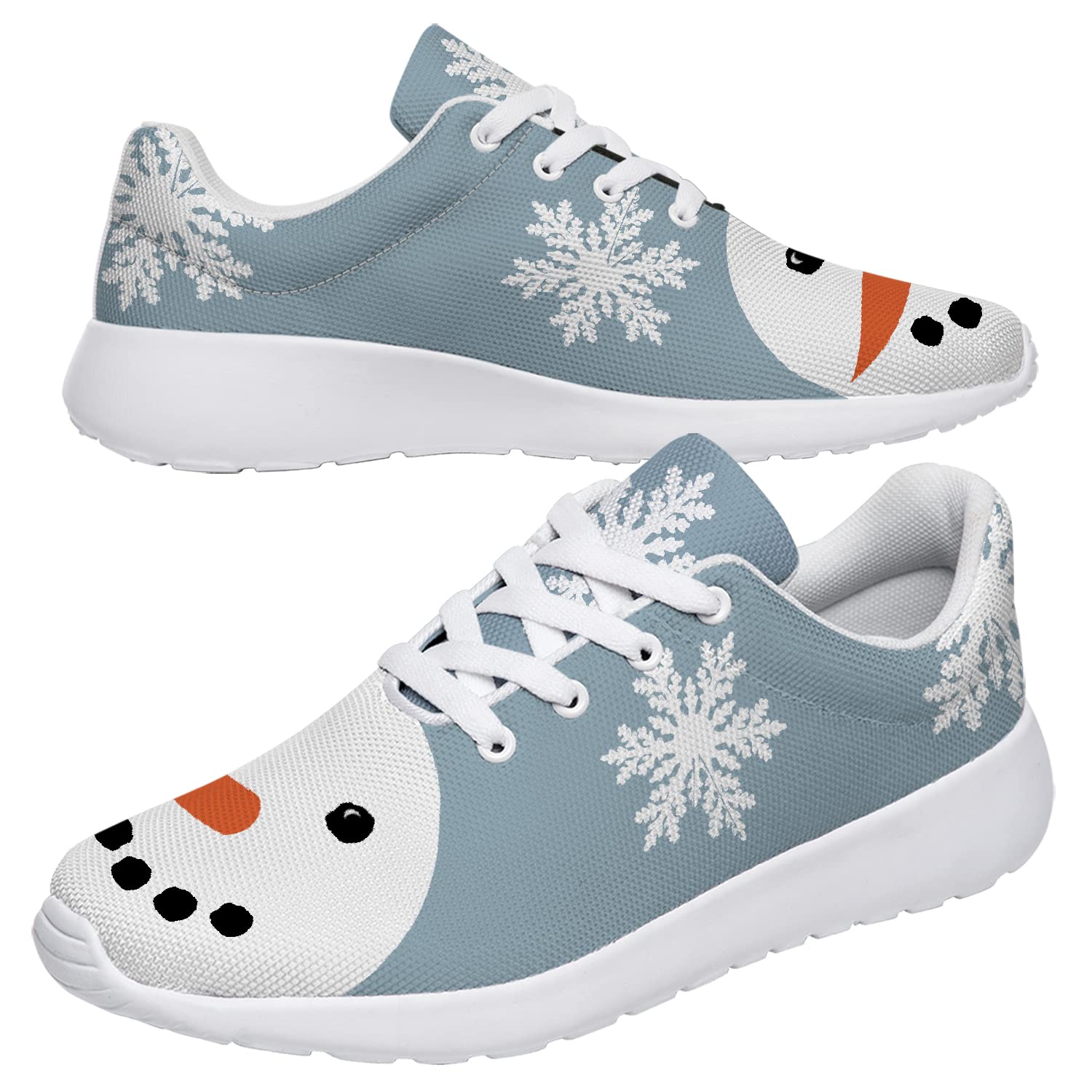 vogiant Christmas Snowman Snowflakes Womens Fashion Sneakers Sport Tennis Shoes,Size 6