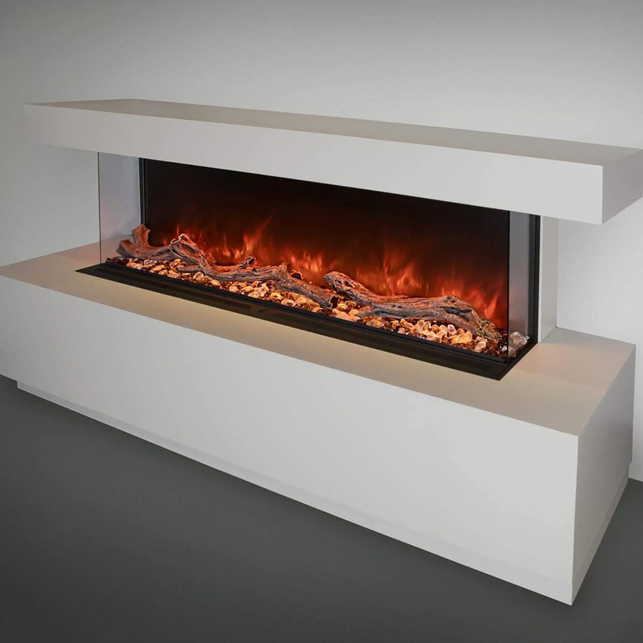 Modern Flames Landscape Pro Multi 56" Multi-Sided Built-in Electric Fireplace - Multi-Color Ember Bed - Ultra Natural Flame Appearance - Remote, App and Touch Control - LPM-5616