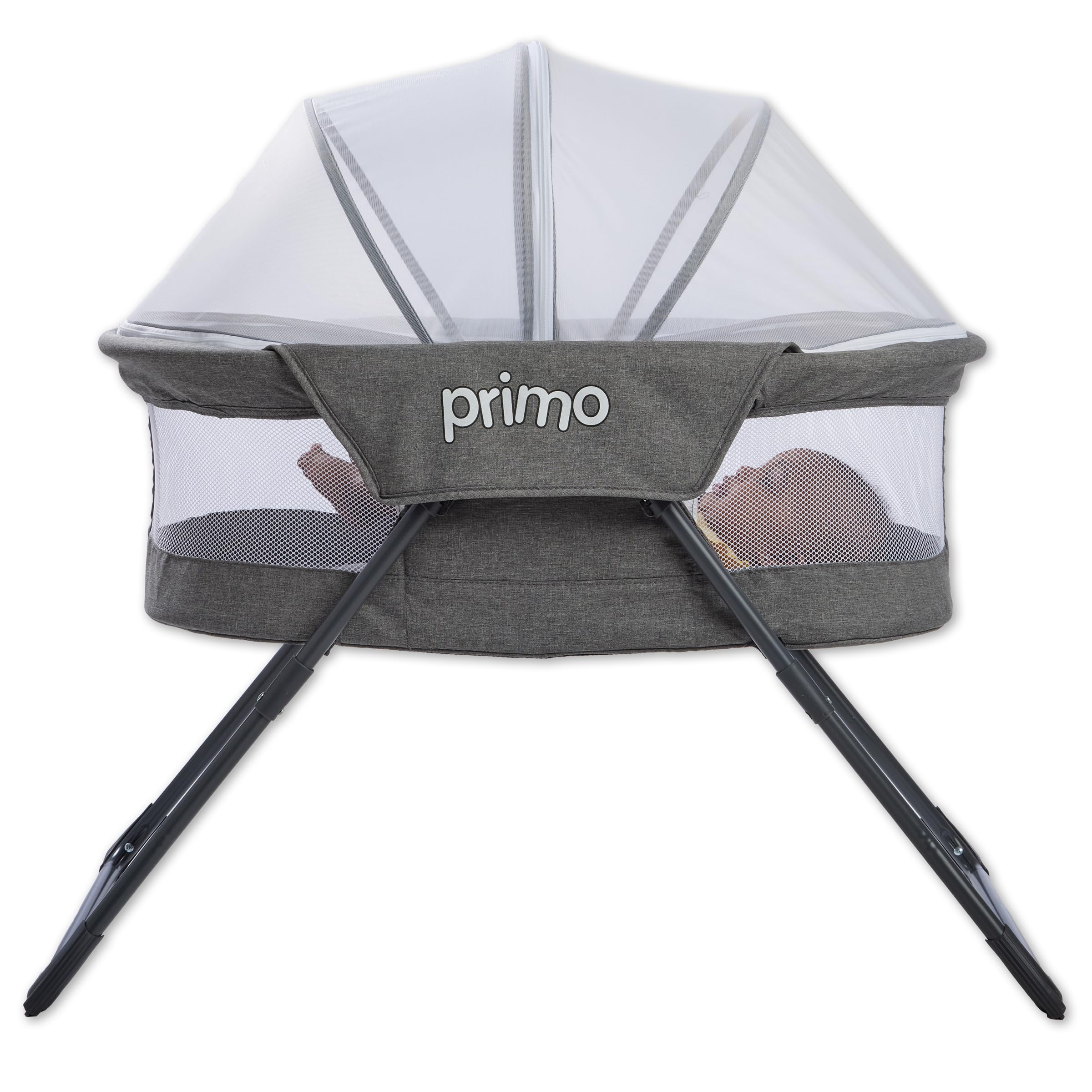 Cocoon Deluxe Folding Indoor & Outdoor Travel Bassinet in Heather Gray, Lightweight Design, Portable Bassinet, Quick Fold, Adjustable Breathable Mesh Canopy, with Carrying Bag