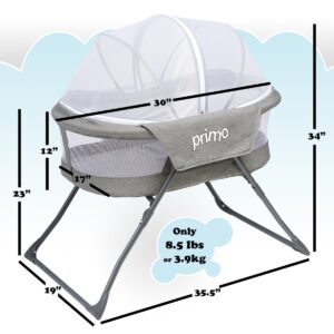 Cocoon Deluxe Folding Indoor & Outdoor Travel Bassinet in Heather Gray, Lightweight Design, Portable Bassinet, Quick Fold, Adjustable Breathable Mesh Canopy, with Carrying Bag