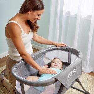 Cocoon Deluxe Folding Indoor & Outdoor Travel Bassinet in Heather Gray, Lightweight Design, Portable Bassinet, Quick Fold, Adjustable Breathable Mesh Canopy, with Carrying Bag