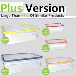 10 PCS Food Storage Containers with Lids Airtight, BPA Free Plastic Meal Prep Containers Reusable, Microwave & Freezer & Dishwasher Safe Clear Leakproof Fruit Vegetables Containers for Kitchen