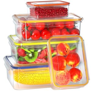10 pcs food storage containers with lids airtight, bpa free plastic meal prep containers reusable, microwave & freezer & dishwasher safe clear leakproof fruit vegetables containers for kitchen