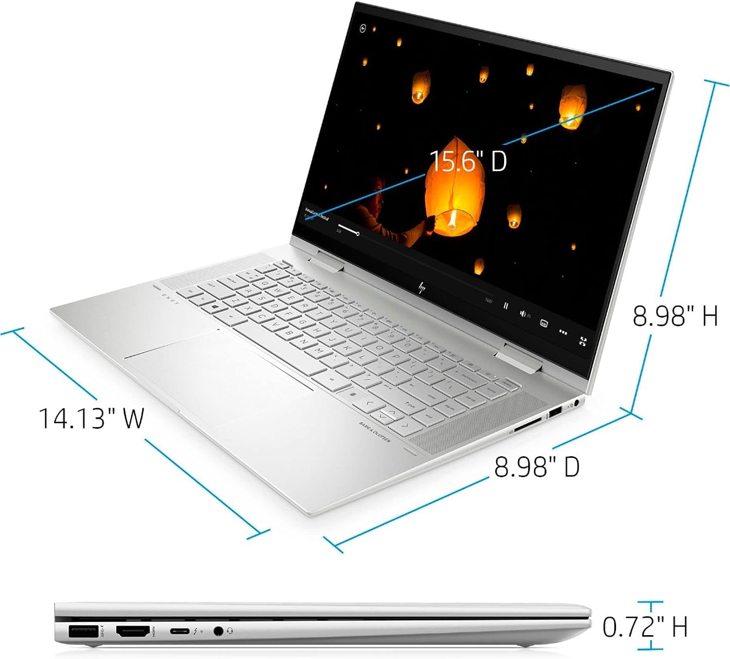 HP Envy x360 15.6" FHD Touchscreen 2-in-1 Laptop - 12th Gen Intel Core i7-1260P 12-Core up to 4.7 GHz, 64GB RAM, 2TB NVMe SSD, Intel Iris Xe Graphics, Audio by Bang & Olufsen, Pen, Windows 11 Home