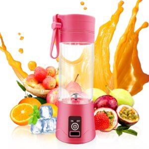 gucabe portable blender, personal blender for milkshakes and smoothies, mini juice blender with usb charging, smoothie blender 380ml (pink)