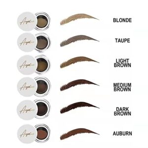 Eyebrow Stamp Stencil Kit (Medium Brown) Eyebrow Pencil, Long-lasting Pomade Brow Definer, 24pc Eyebrow Stencils Thick and Thin, 2 Dual Ended Brush and Sponge Applicator for Natural & Perfect Make-up