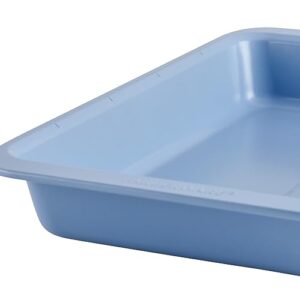Farberware Easy Solutions Nonstick Bakeware Rectangular Cake Pan, 9 Inch x 13 Inch with Portion Marks - Blue