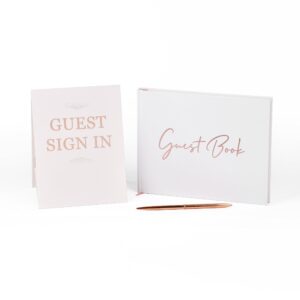 xczbx wedding guest book,wedding guest book with pen,polaroid guest book for wedding reception,baby shower, birthdays, graduation parties，funeral and special events （rose gold ）