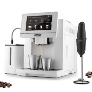 zulay magia super automatic coffee espresso machine - frother handheld foam maker for lattes - espresso coffee maker with easy to use 7” touch screen & executive milk frother with stand