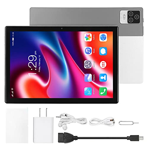 HEEPDD Octa Core Tablet, US Plug 110‑240V 4G Dual SIM Dual Standby 128GB Expandable 10.1 Inch Tablet TV for Android 11 (Silver)