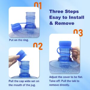 DysanVica 【4 PCS】 3 & 5 Gallon Water Jug Cap - 55mm Reusable Food Grade Silicone Water Bottle Cap for Standard/Screw/Crown Tops, Water Dispenser Replacement Lids, Non-Spill & Leak Free - 4 Pack