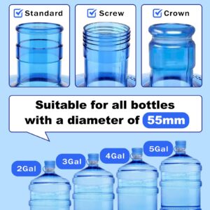 DysanVica 【4 PCS】 3 & 5 Gallon Water Jug Cap - 55mm Reusable Food Grade Silicone Water Bottle Cap for Standard/Screw/Crown Tops, Water Dispenser Replacement Lids, Non-Spill & Leak Free - 4 Pack